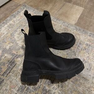 GANNI Black Rubber City Chunky Ankle Boots